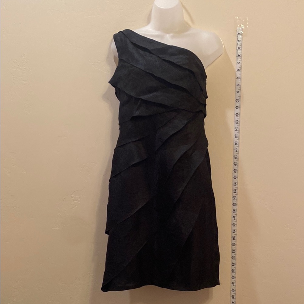 London Times Black One-Shoulder Sheath Dress